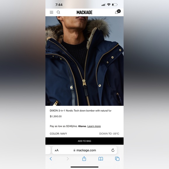 Mackage coat navy blue dixon